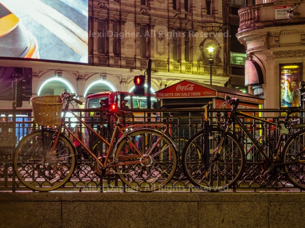 Bicycles Locked At Piccadilly Circus Over Night - London, England, 2016
